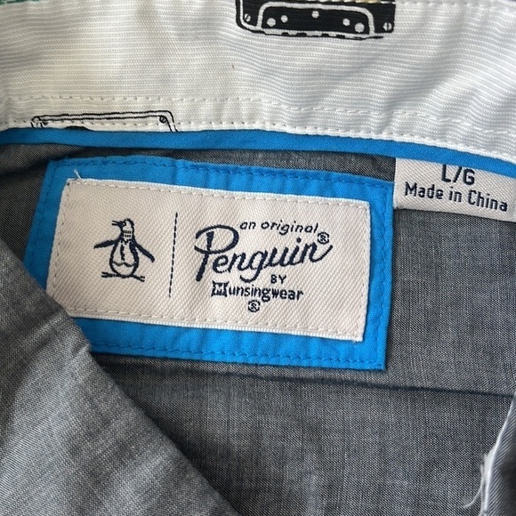 PENGUIN by Munsingwear Shirt Striped Button Down Dark Sapphire size Large - Picture 3 of 10